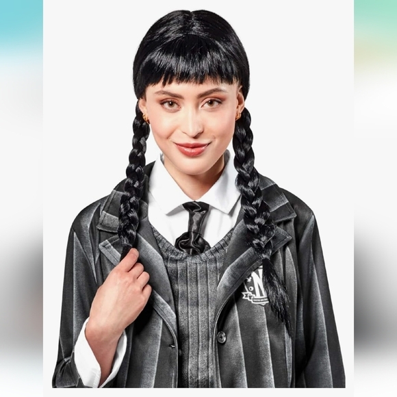 Wednesday Addams Costume Wig Adult Wig, Women, As Shown, One Size - Picture 9 of 10
